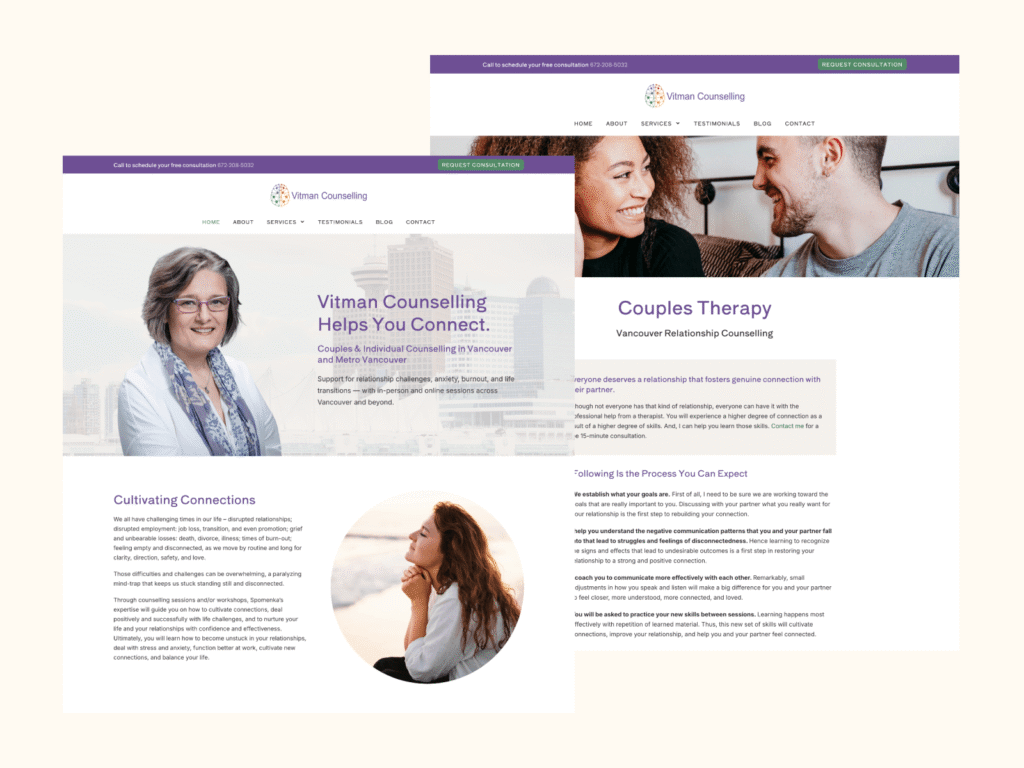 Web design for Vitman Counselling a Vancouver therapist